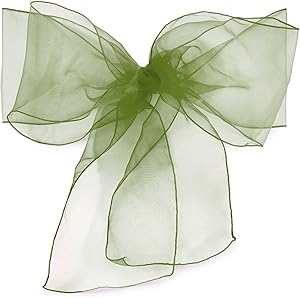 Elina Home Pack of 10 Organza Net Chair Cover Bow Sash Wedding Banquet Decor Coral (10, Bottle Green)