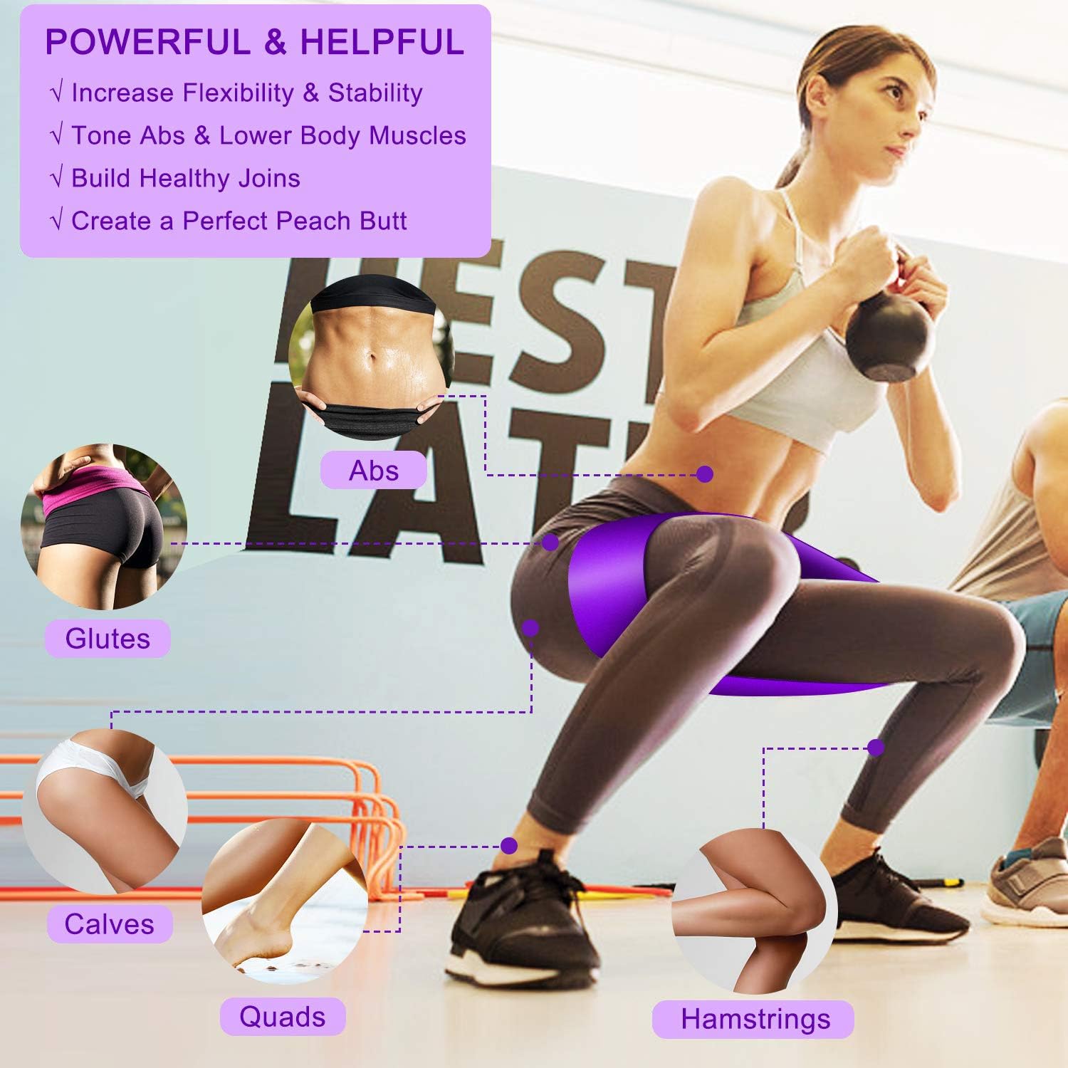 Resistance Bands Set, 3 Pack Professional Latex Elastic Bands for Home or Gym Upper & Lower Body Exercise, Physical Therapy - Image 4