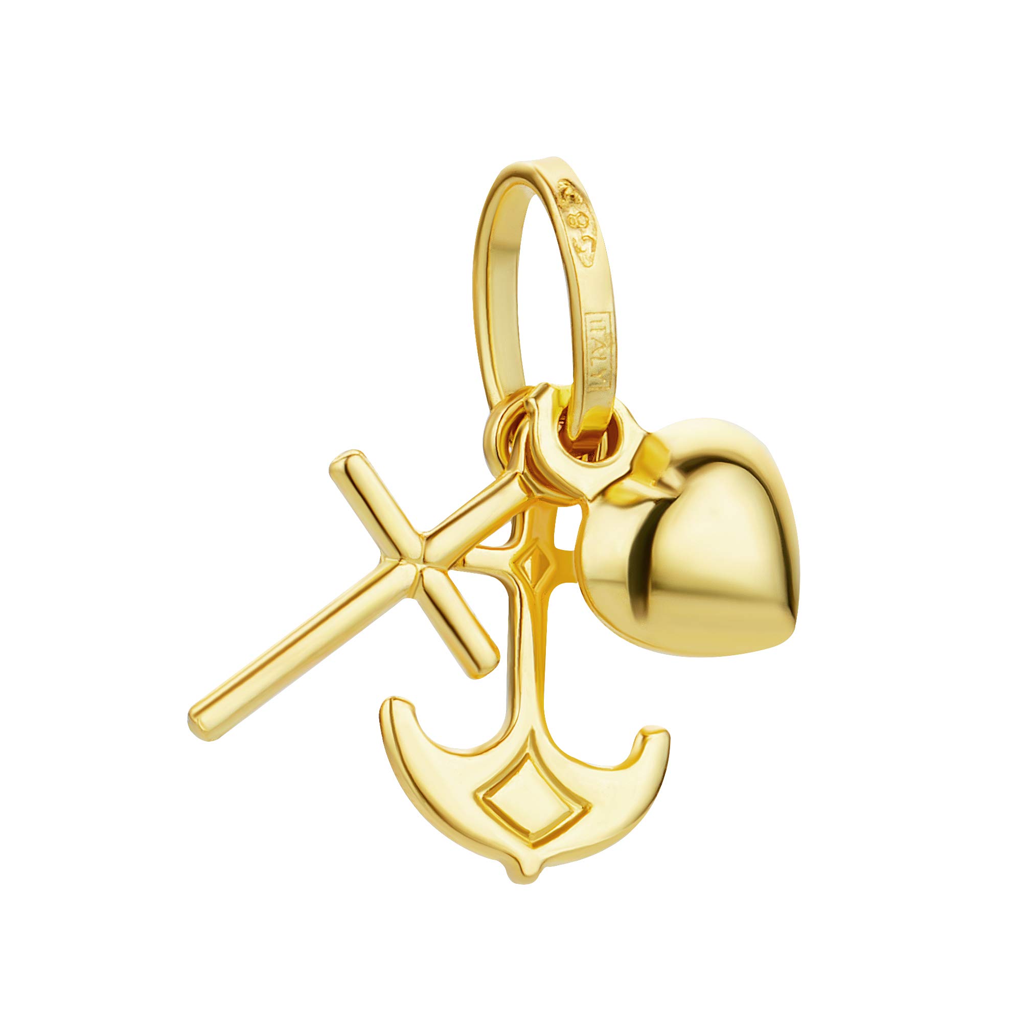 PRINS JEWELS Mini Pendant Faith Love Hope with Heart Cross Anchor 14 Carat 585 Yellow Gold