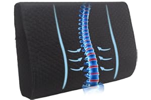 CUCKAN Lumbar Support Pillow for Recliner, Memory Foam Back Cushion with Adjustable Straps for Comfort & Back Relief, Perfect for Seniors, Home Use & Relaxation, 20x14x5 in, Black