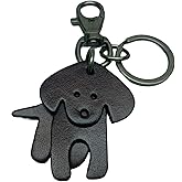 Leather Dog Keychain, Metal Key Ring with Clasp, Cute Puppy of Animals Design Bag Charm Accessory