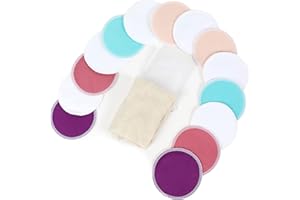 Langsprit Leak-Proof Reusable Bamboo Nursing Pads(14 Pack),Super Absorbent Washable Breast Pads with Laundry Bag (Original, Round)