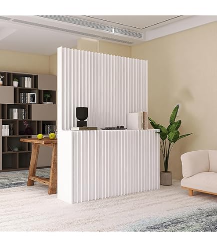 YXXSDP Room Separation Deviders Post/Privacy Screens Colum 70 90 120 180 210 230 240 Cm High, Bathroom Daycare Studio Apartment Wall Partition Post Wooden Slats(White,Height 235CM/92.5IN/7.7FT