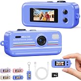 Kizmyee Mini Keychain Digital Camera, 1080P Pocket Tiny Camera, Blue | 2MP 0.96 Inch Sensor, 16X Digital Zoom, 1080p HD Video, Rechargeable Battery, Portable Travel Camera with 32GB Card