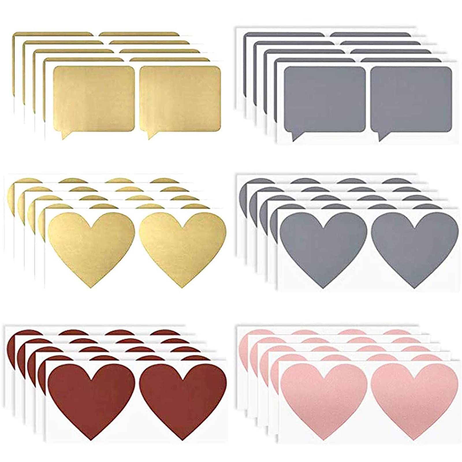60 Pieces Scratch Stickers Scratch Off Stickers Labels Scratch Stickers DIY Scratch Stickers Heart-Shaped and Dialog-Shaped Scratch Off Stickers for Scrapbook Book, Postcard or Wedding