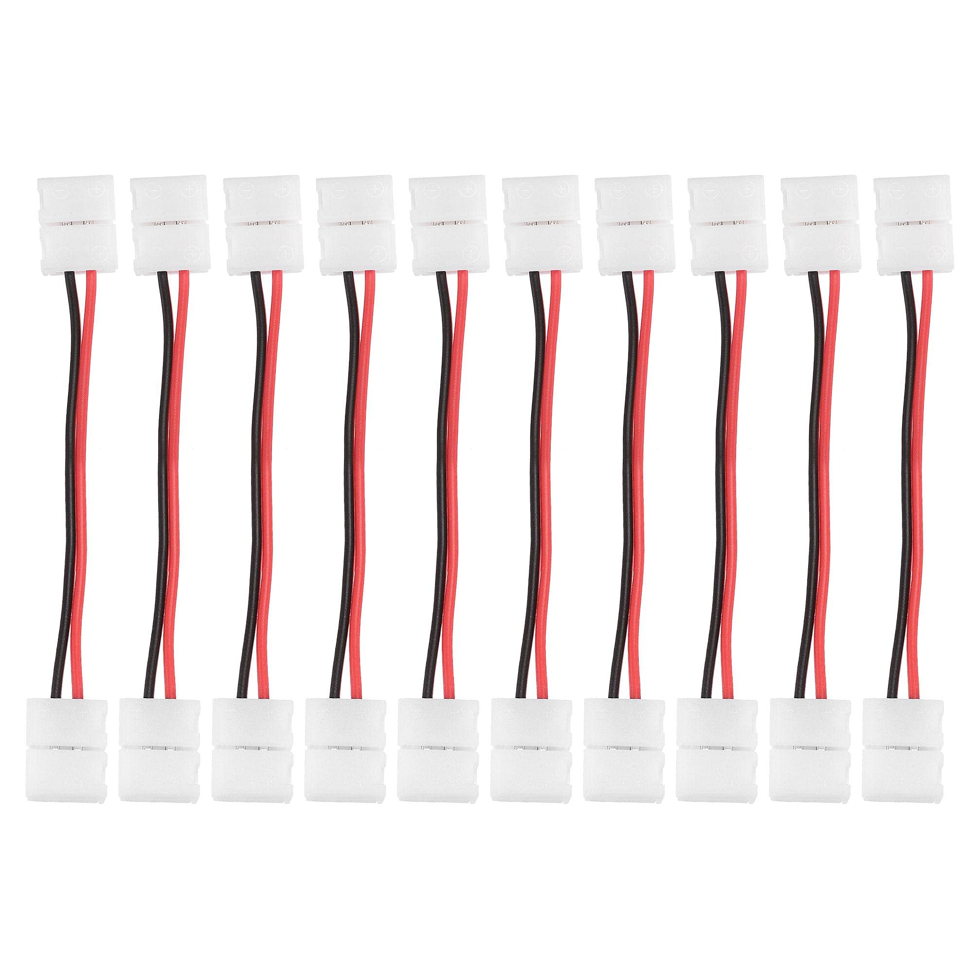 sourcing map 2 Pin 10mm Solderless Strip to Strip Jumper Cable for 5050 Single Color LED Lights 10Pcs