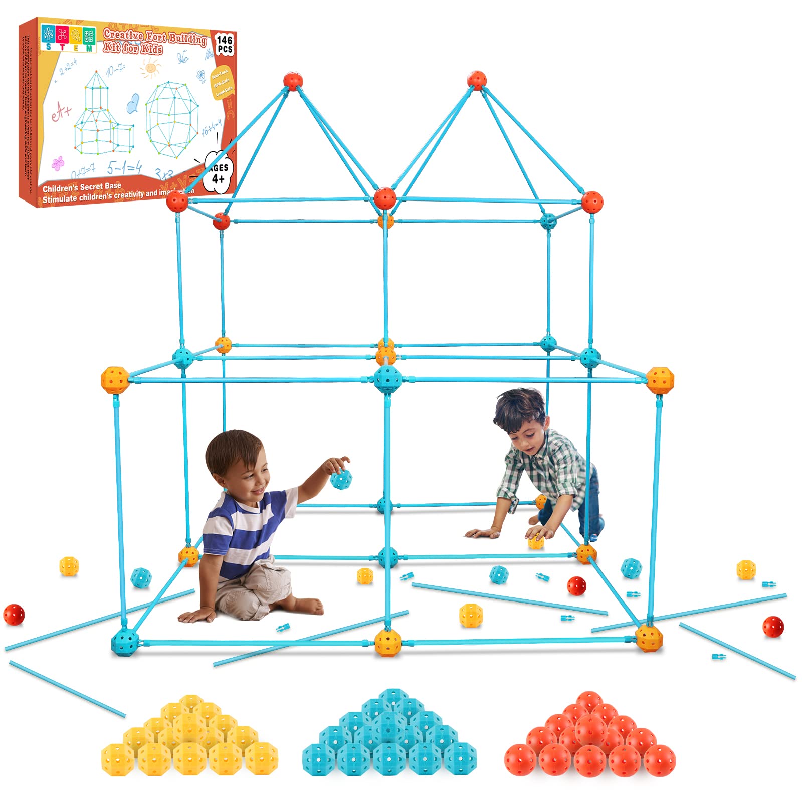 Photo 1 of Bzseed Fort Building Kit for Kid DIY Play Tent STEM Construction Toys Fort Builder for Kids Indoor Outdoor Play Creative Gift for 4 5 6 7 8 9 10 11 12 Year Old Boy Girl Christmas Birthday Gift 140Pcs