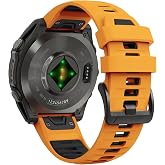 Abanen 22mm 26mm Dual Color Sport Silicone Watch Band for Garmin Fenix 8/ Instinct 3 / epix Pro, Soft Wrist strap with Matte Buckle for Fenix 7/6/5, Enduro, Quatix