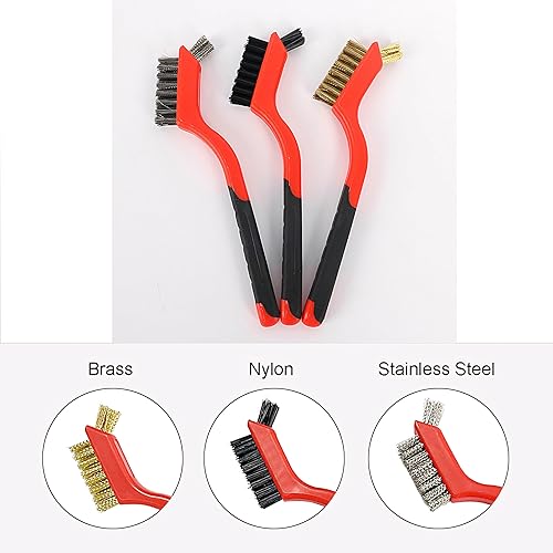 3Pcs Mini Wire Brush Set For Cleaning And Rust Removing, 7 Inch Industrial Wire Brushes Of - View #2