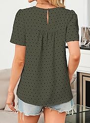 Falechay Green-Black Dots Tops for Women Solid