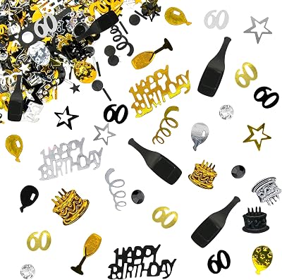 Giftota 60th Birthday Confetti Gold Black 60th Anniversary 30g Festive Decor