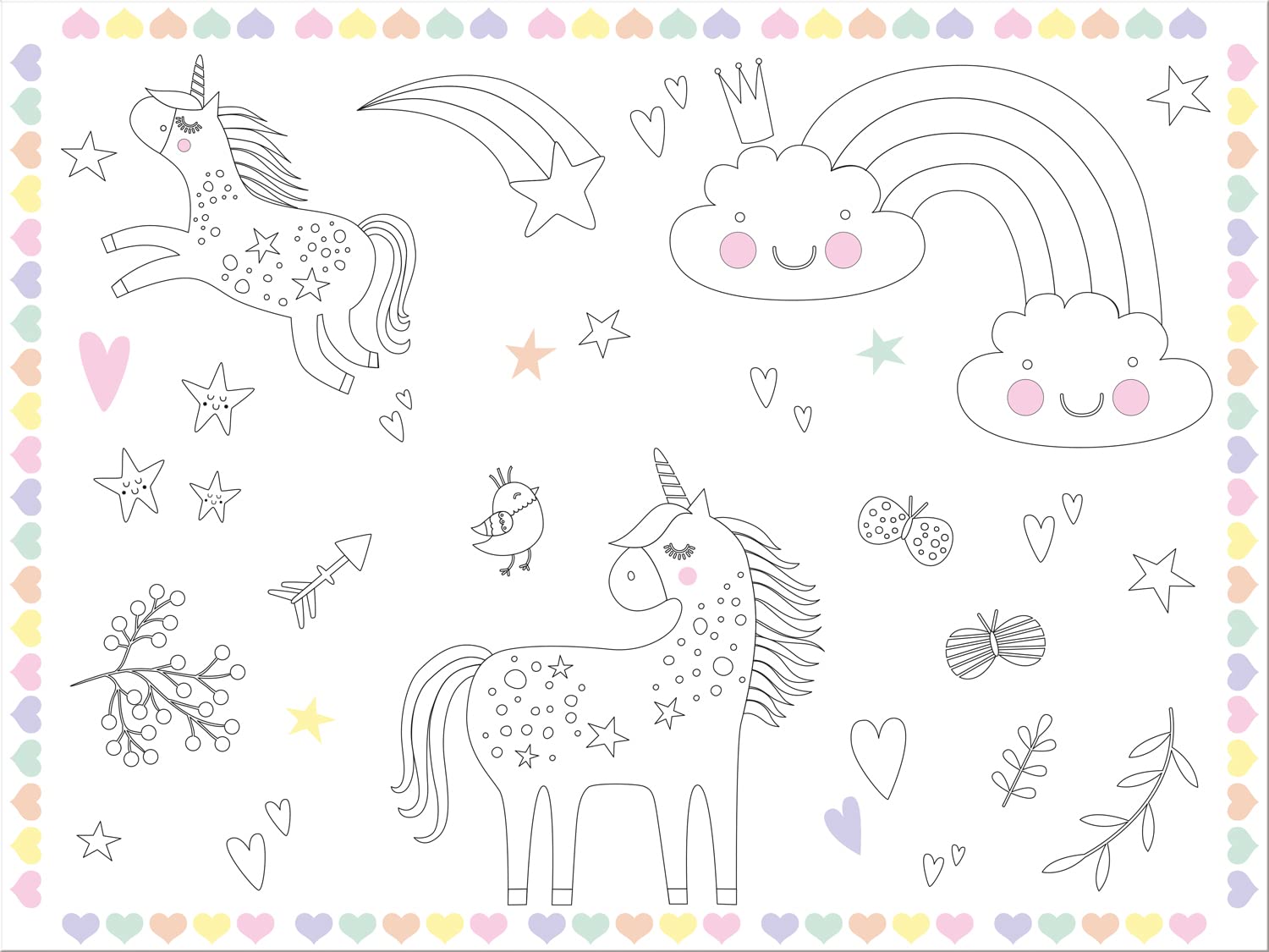 Folat Unicorns & Rainbows 68337 Placemats Colouring Pages, Set of 6, Multi-Colour — image 1