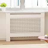 FATIVO High 100cm Radiator Cover MDF White Horizontal Slats view 7