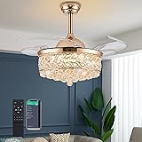 PAFRUMGE 48" Modern Gold Fandelier，Dimmable
