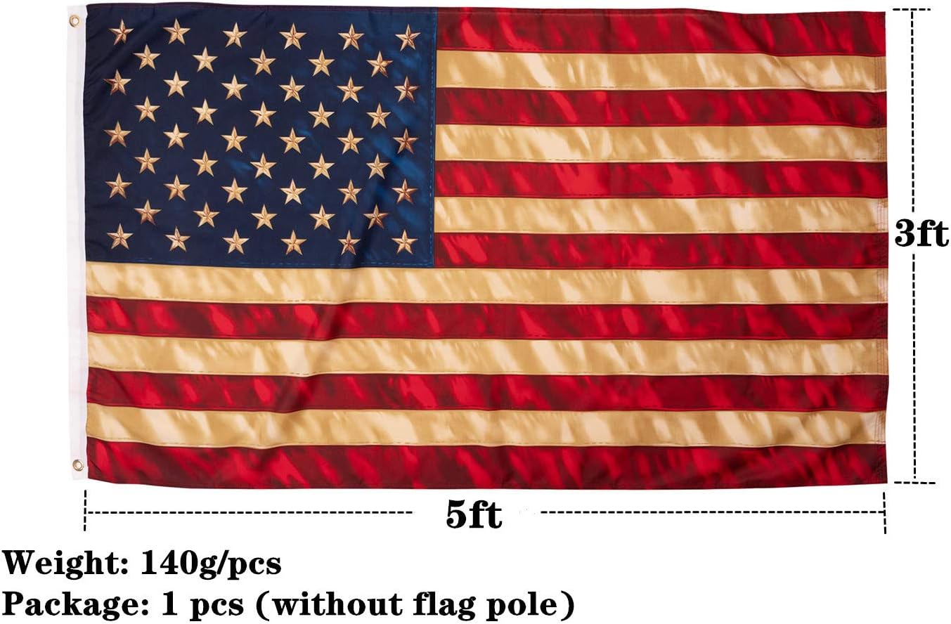 Vintage Flag Tea Stained American Flags 3x5 ft Outdoor United States Primitive Decoration Stained Tea Dye Aged Historical Banner Indoor Brass Grommet : Garden & Outdoor