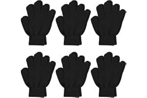 COCELERYRE 6 Pairs Knit Gloves Boys Girls Bulk Kids Warm Gloves Age 3-6
