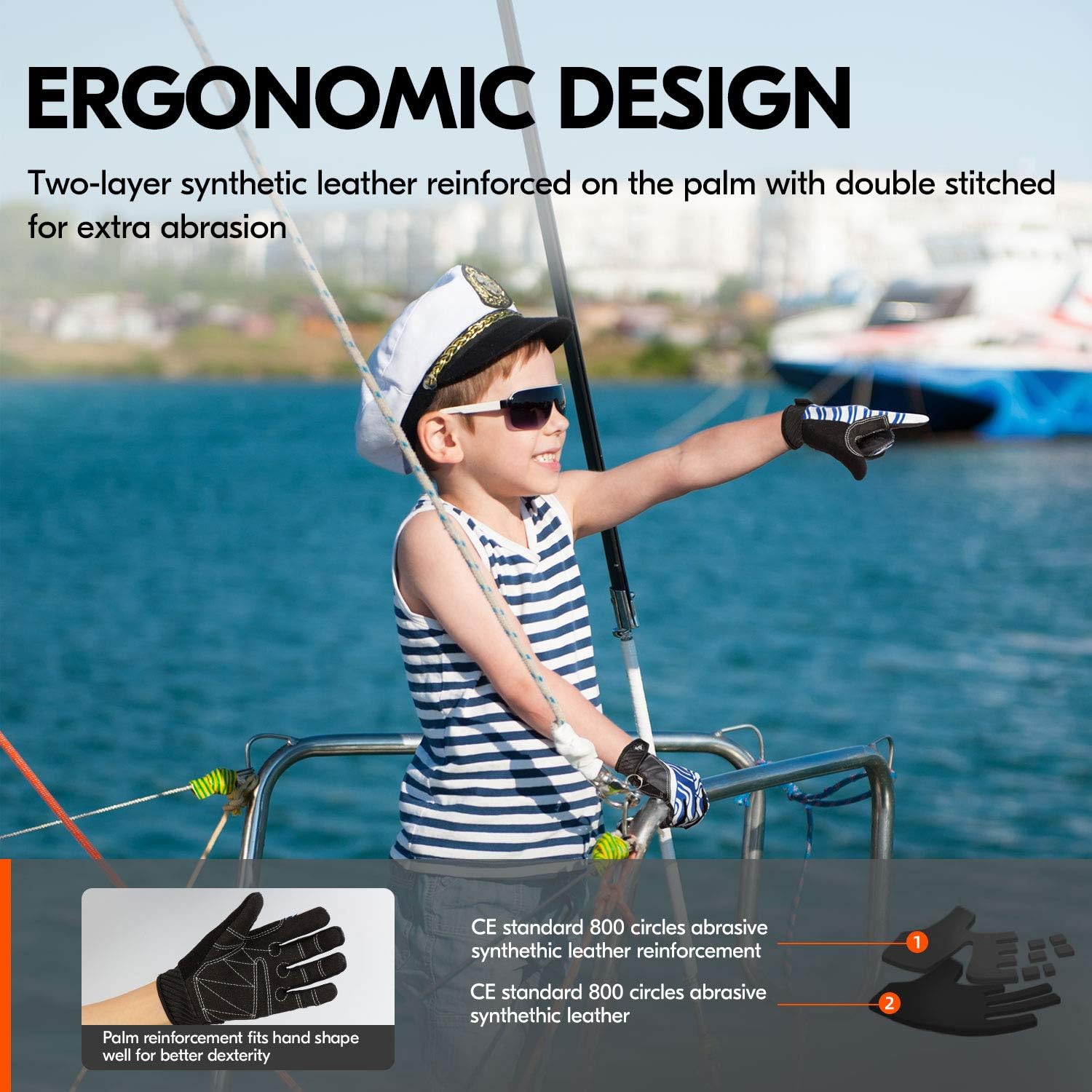 Vgo... Junior Breathable Sailing, Boating, Rowing and Kayaking Gloves (Blue, SL0057-JM) : Sports & Outdoors