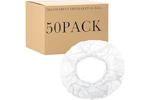 Linkidea 50 Pack Large Baking Sheet Pan and Bowl Covers, Clear Elastic PE Covers Compatible with 17" x 11" Baking Pans, Reusa