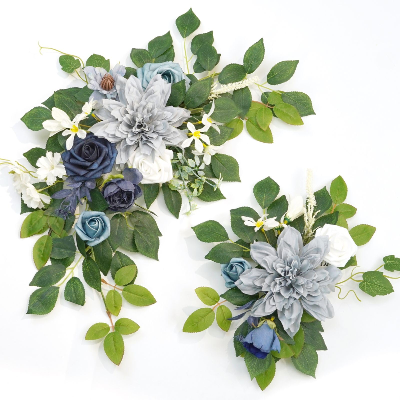 Photo 1 of Piklado Wedding décor (pack of 2) Welcome Sign Flower Backdrop Garland For Ceremony Reception Wall Easel Home Decoration Entryway Faux Outdoor Board Head Table Décor (Dusty Blue & Navy)