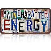 TREEPERI Vintage License plate Wall Decor Metal Sign Tin Signs for Bar Home Bedroom Garage - Main Character Energy