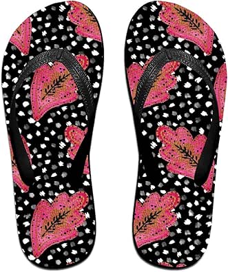 Amazon.com | Womens Thong Slippers Abstract Watercolor Paisley with Black Dots Ladies Rubber 