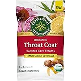 Traditional Medicinals Throat Coat Organic Pectin Throat Drops, Lemon Ginger Echinacea, Soothes Sore Throats, 16ct.