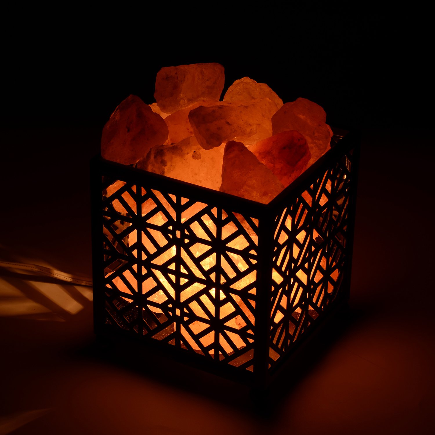 Himalayan Salt Lamp,CREATIVE DESIGN Salt Lamp Natural Salt Rock Lamp with Metal Basket for Air Purifying, Included UL Cord, On/Off Switch and Bulbs. (5’’Height, 4 – 4.8 lbs)