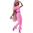 Barbie Deluxe Style Doll #4 in Barbiecore Outfit, Pink and Brown Braids, Soft Pink Top and Pant Set with Furry Collar and Fun Accessories
