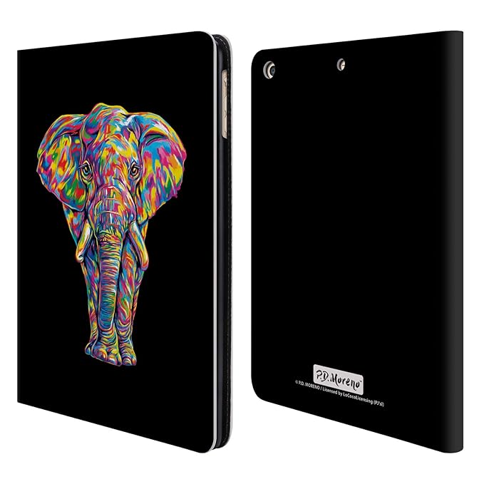 Head Case Designs Offizielle P.D. Moreno Elefant Tiere Brieftasche Handyhülle aus Leder für iPad Air (2013)