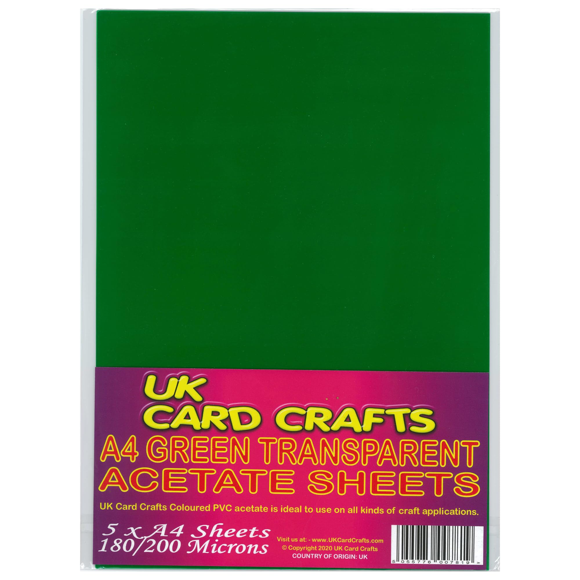 A4 Green Acetate 200 Micron X 5 Sheets - UK Card Crafts