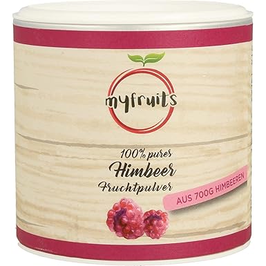 myfruits Himbeerpulver - ohne Zusätze, zu 100% aus Himbeere, Fruchtpulver für Smoothie, Shakes & Joghurt. Hergestellt in Deut