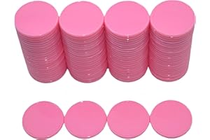 SmartDealsPro 1 inch/25mm Opaque Plastic Learning Counters Mini Poker Chips Games Tokens with Storage Box (Pink)