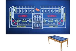 Luckin Sports 72 X 36 Inches Craps Casino Table Top Felt Layout Mat, 100% Durac Waterproof, Washable and Ironable. (Blue)