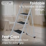 Oypla Foldable 3 Step Ladder Steel Non Slip Treads Safe Anti Slip Feet view 3