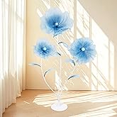 LJIE-House Giant Flowers for Decoration with Stand 5.58FT Blue Large Fake Flowers Big Faux Silk Floral for Outdoor Party Baby Shower Birthday Photography Props Mall Display
