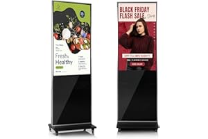 KEINONE 43" 4K LCD Digital Signage Display, Indoor Floor Standing Advertising Kiosk, Commercial Digital Signage Kiosk with Auto AD Box, HDMI WiFi Bluetooth Input, Android 12.0 Black
