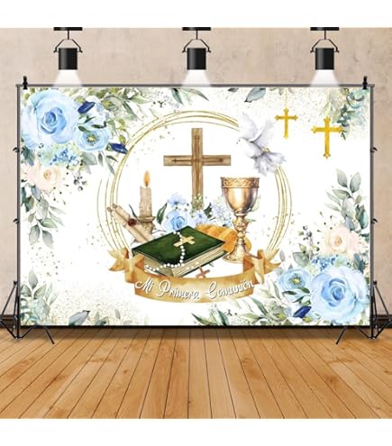 Religious Confirmation Backdrop Banner 6x4ft - Baptism Bridal Shower Wedding Photo Booth Decor