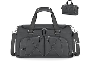 ETRONIK Gym Bags for Men Women, Expandable Travel Duffle Bag with Shoe Compartment & Wet Pocket, Water Resistant Weekender Overnight Bag, Lightweight Workout Bag for Sports, Yoga, Fitness, Grey