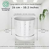 KORAD White with Silver Flecks Indoor Plant Pots 26 cm 10.2 in Drainage view 3