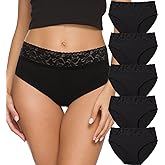 Altheanray Womens Underwear Cotton Panties for Women Bikini Underwear Soft Hipster Lace Breathable Ladies Briefs 5 Pack