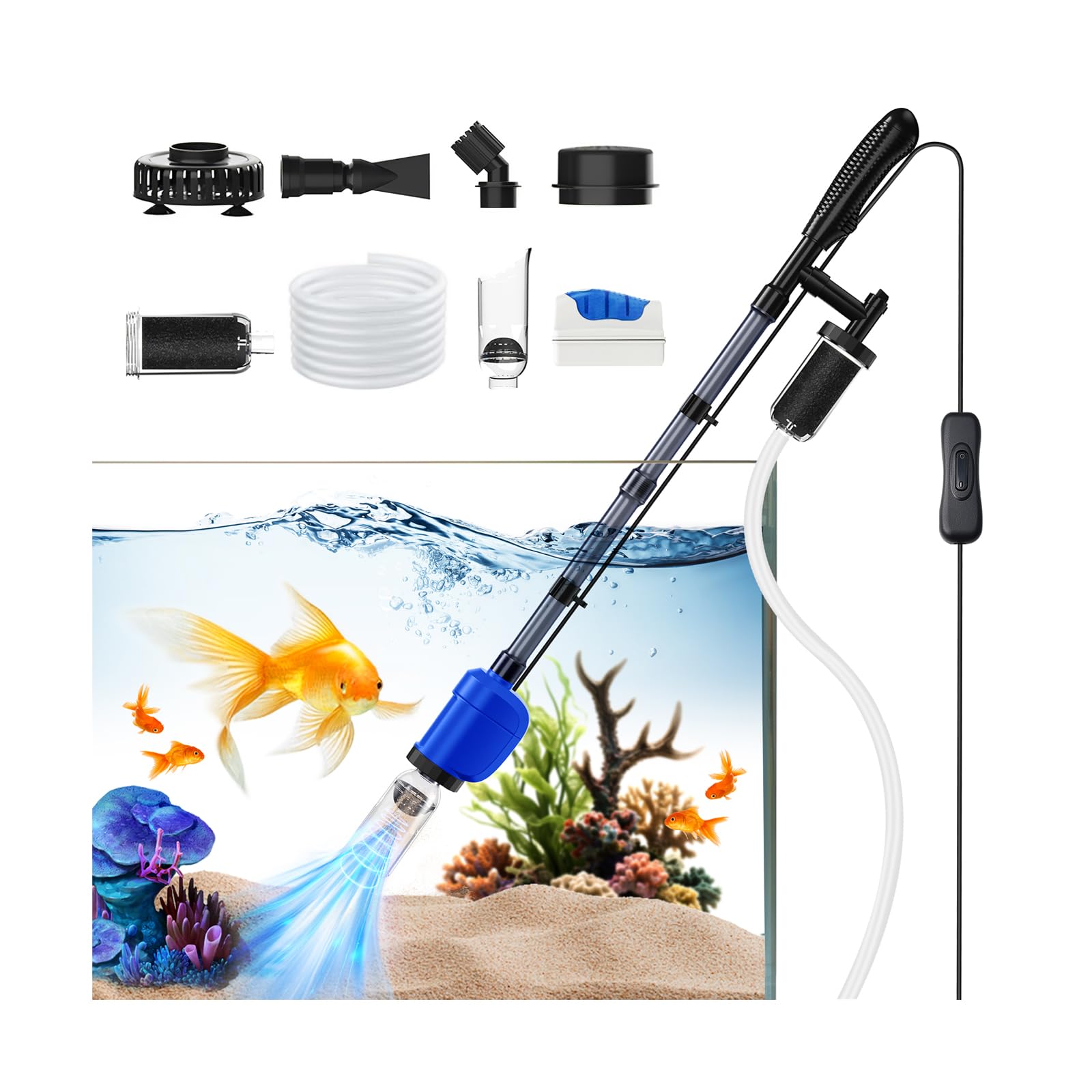 Photo 1 of Funukle Aquarium Vacuum Gravel Cleaner?6 in 1 Multi Function Electric Fish Tank Vacuum Gravel Cleaner with Strong Suction for Water Change Wash Sand Water Circulation(110V/32W)