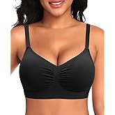 Wireless Sewn in Padded Bras for Women No Underwire T Shirt Bralettes Full Coverage Comfortable Everyday Bra