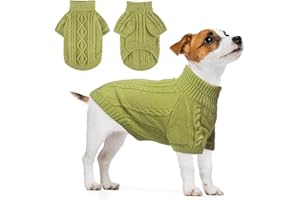 BEAUTYZOO Small Dog Sweater, Dog Sweatshirt Pullover Cable Knitwear, Classic Turtleneck Thick Cold Weather Dog Clothes for Small Medium Dogs Puppy Girl Boys Chihuahua, Bulldog, Dachshund, Pug, Yorkie