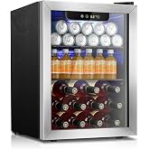 Kismile 68 Can Beverage Refrigerator, 1.7 Cu.Ft Mini Fridge with Glass Door | 48L Beverage Cooler with Adjustable Shelves for Wine &amp; Beer, 40-61℉ Digital Temperature Display, Freestanding for Home/Office
