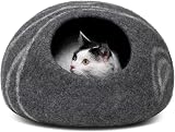 MEOWFIA Cat Cave Premium Felt Bed Dark Grey Medium Merino Wool