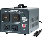 3000w Step Up/Down Voltage Converter Transformer 110-120V to 220-240V | OR 220-240V to 110-120V, with 2 US &amp; 2 Universal Outlets, Circuit Breaker Protection (Grey)
