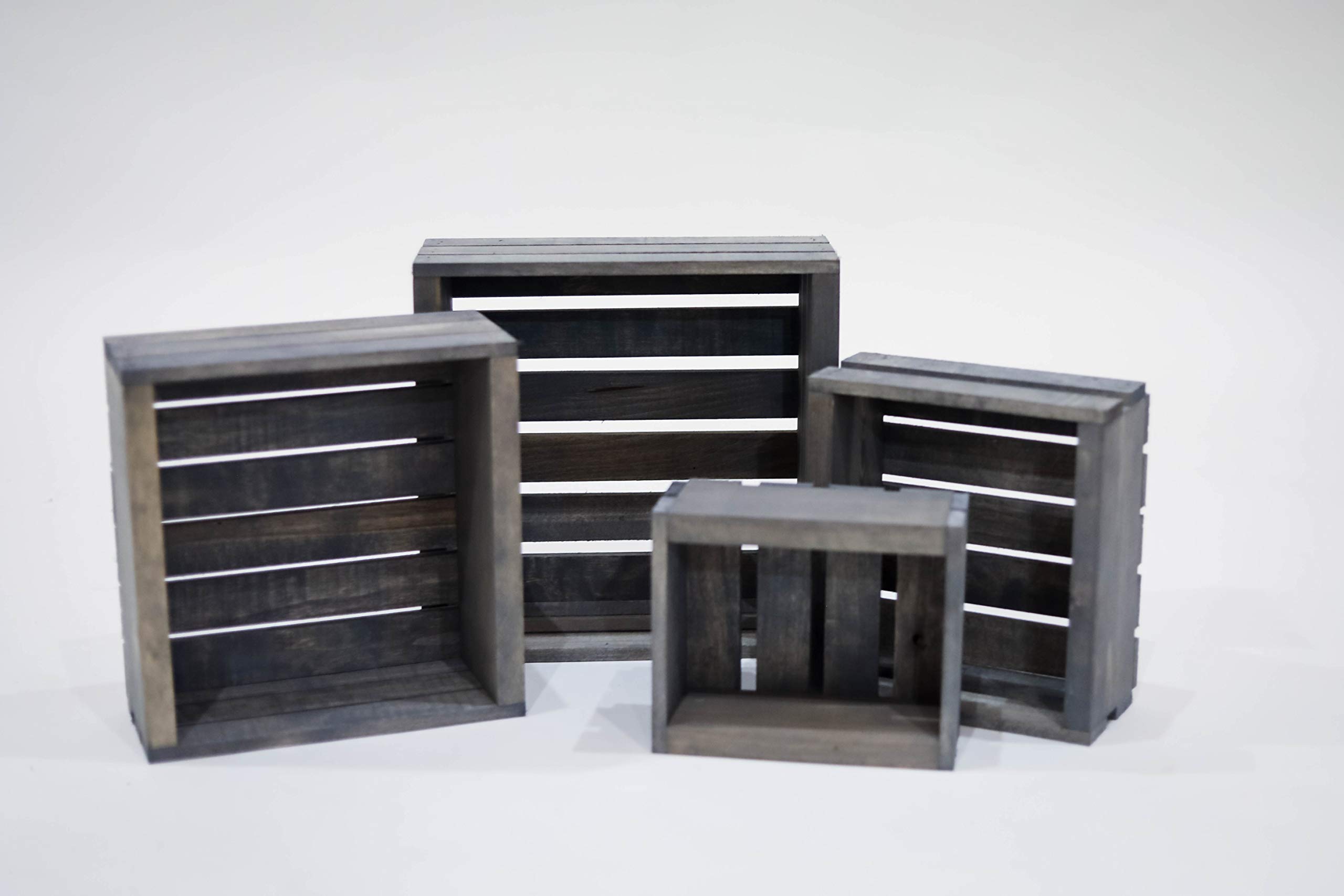 Darla'Studio 66 Antique Gray Stained- Rustic Wood Crates- Set of 4