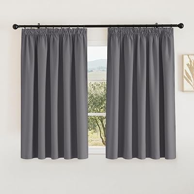 PONY DANCE Gray Blackout Curtains 66x54 Pencil Pleat 2 Panels
