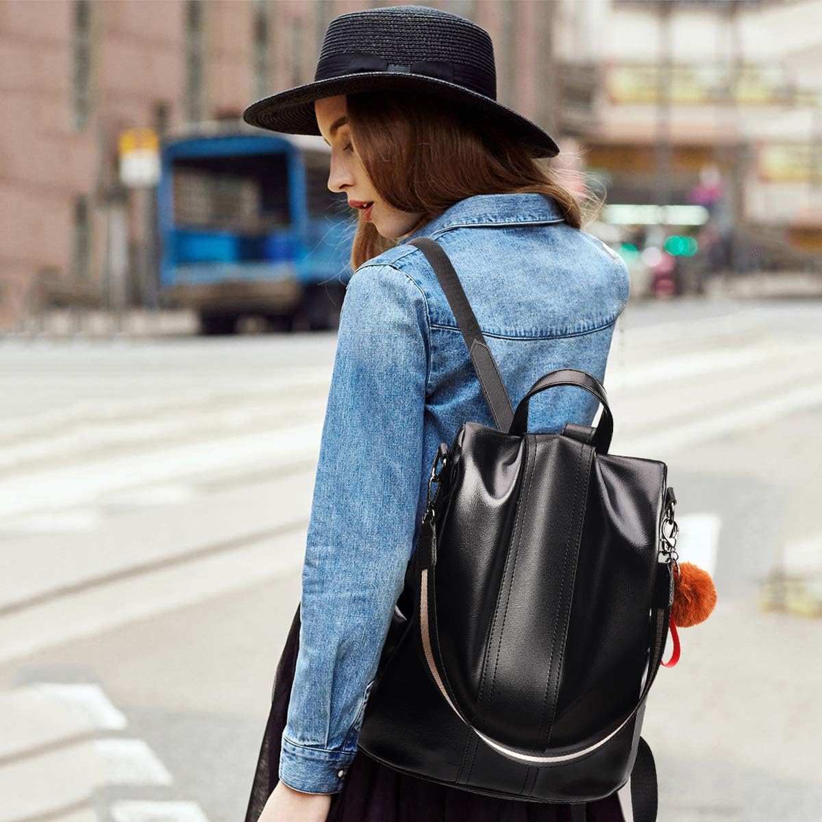 NICOLE & DORIS Women Fashion Backpack for Ladies Casual Rucksack Nylon School Bags Waterproof Anti-Theft Daypack Shoulder Bag Large Capacity Black - Image 3