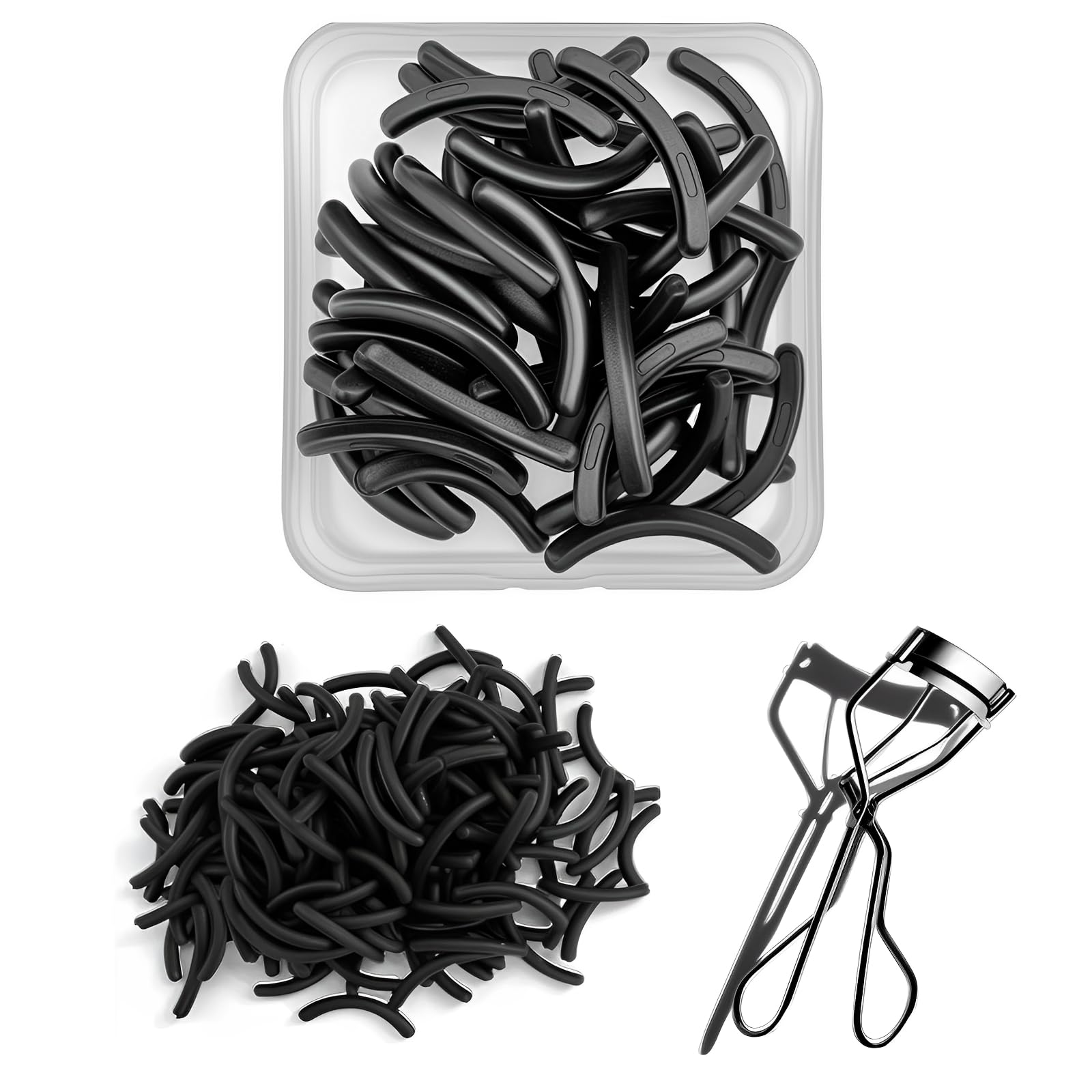 Photo 1 of 100Pack Compatible with Shiseido Eyelash Curler Refill Pads,High Elasticity Silicone Refill Pads Compatible with Shiseido Eyelash Curler,Gentle & Safe on Lashes, Black.
